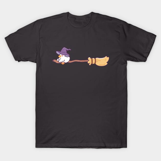 Witch Duckie on a Broomstick T-Shirt by Meil Can